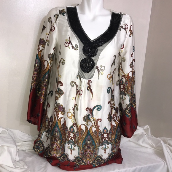 Zara Paisley Print Warm Toned Silky Flowy Dress - Picture 1 of 10